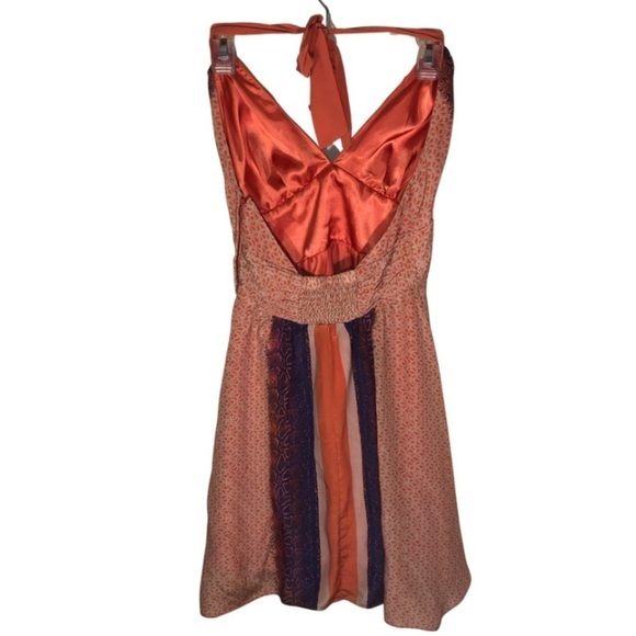 Guess “Hot Sand” Orange and Purple Silk Halter Fully Lined Dress Size 8 - Picture 7 of 12